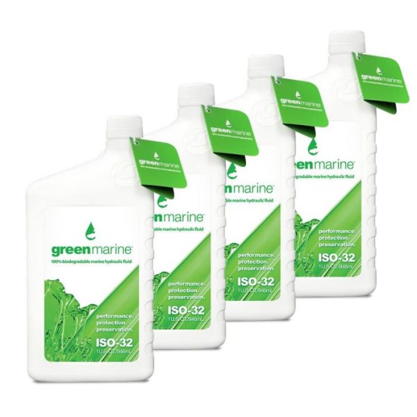 219068405 Power-Pole 4-Pack of Green Marine ISO-32 Hydraulic Fluid (1 qt Bottles)